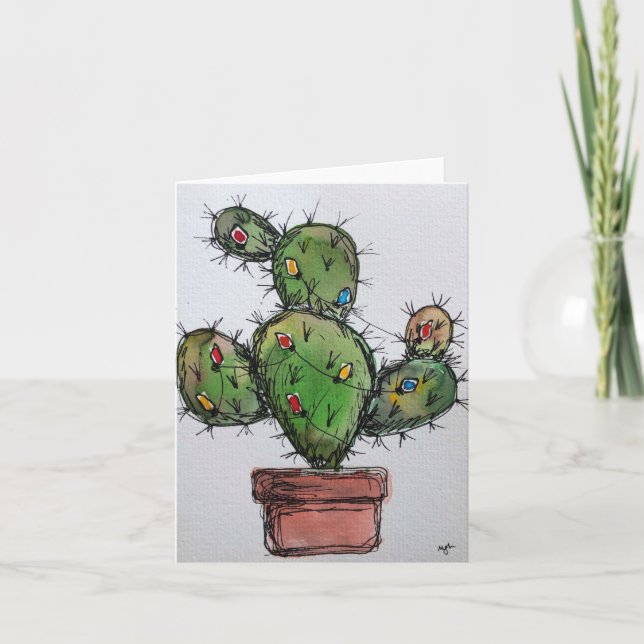 Christmas Cactus Greeting Card (Front)