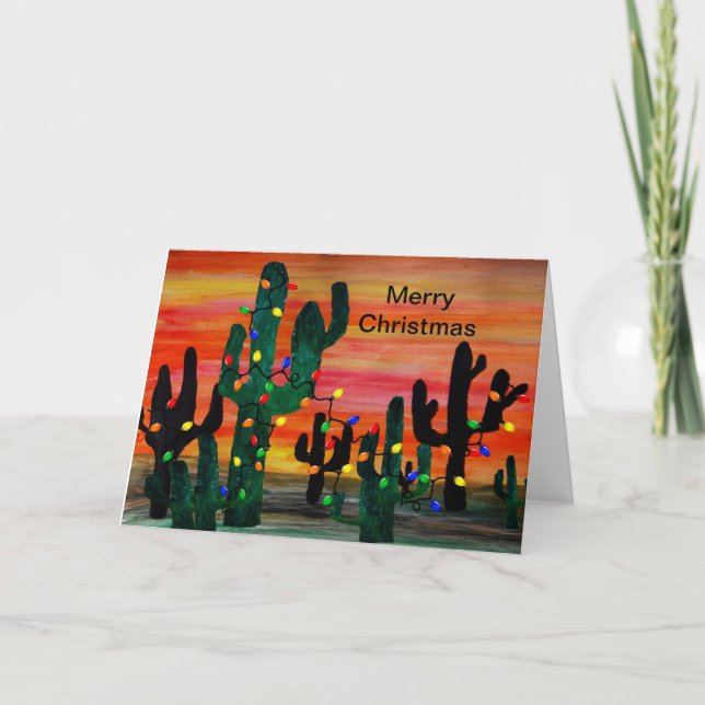 Christmas cactus Holiday greeting cards. (Front)