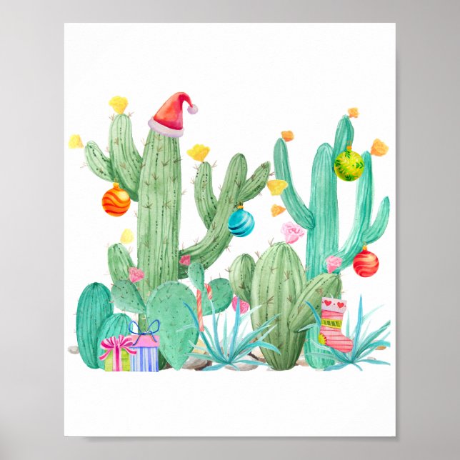 Christmas Cactus Holiday Southwest Western Poster (Front)