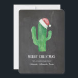 Christmas cactus. New Year. Chalkboard cacti Holiday Card<br><div class="desc">Chalkboard Christmas holiday card with green cactus. Contact me,  please,  if you need additional items.</div>