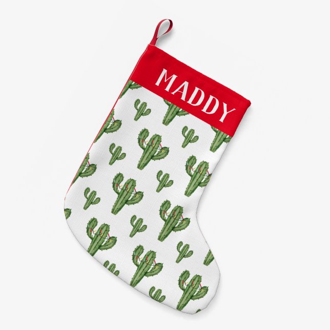 Christmas Cactus Personalised Christmas Stocking (Front (Hanging))