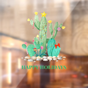 Christmas Cactus Southwest Desert Holiday Window Cling