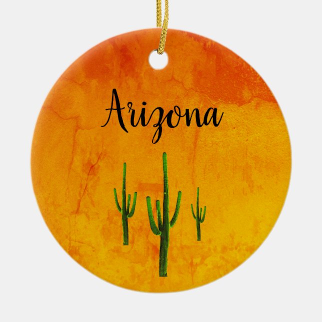 Christmas Cactus Southwestern Desert Ceramic Tree Decoration (Front)