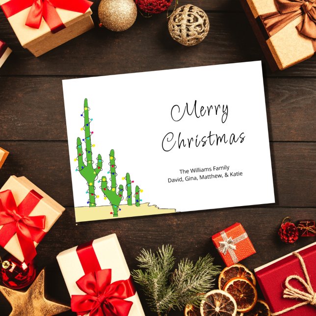 Christmas Cactus Southwestern Desert Holiday Card (Creator Uploaded)