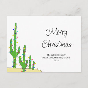 Christmas Cactus Southwestern Desert Holiday Postcard