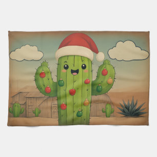 Christmas Cactus Tea Towel