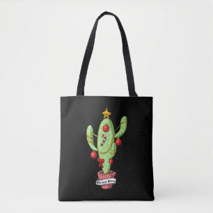 Christmas Cactus Tree Tote Bag