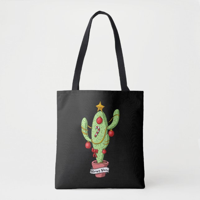 Christmas Cactus Tree Tote Bag (Front)