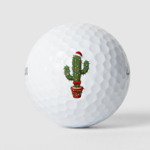 Christmas Cactus Wearing a Santa Hat Xmas Plant Golf Balls