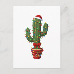 Christmas Cactus Wearing a Santa Hat Xmas Plant Invitation Postcard