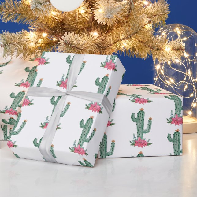Christmas Cactus Western Pattern Wrapping Paper (Holidays)
