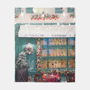 Christmas cafe bakery exterior with Christmas deco Fleece Blanket