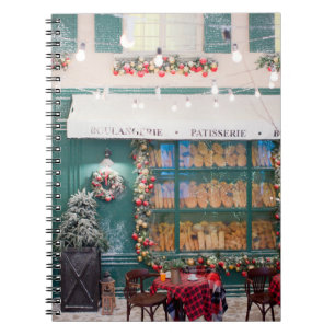 Christmas cafe bakery exterior with Christmas deco Notebook