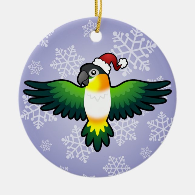 Christmas Caique / Lovebird / Pionus / Parrot Ceramic Tree Decoration (Front)