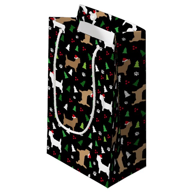 Christmas Cairn Terrier Dog Howliday Tree Small Gift Bag (Front Angled)