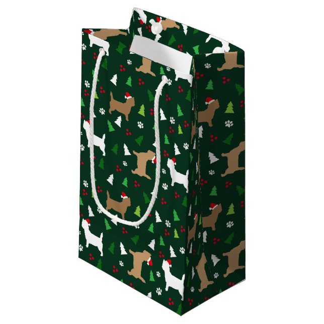 Christmas Cairn Terrier Dogs Holiday Cairns Small Gift Bag (Front Angled)