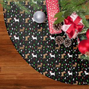 Christmas Cairn Terriers in Santa Hats Black  Brushed Polyester Tree Skirt
