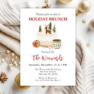 Christmas Cake and Cookies Holiday Brunch Invitation