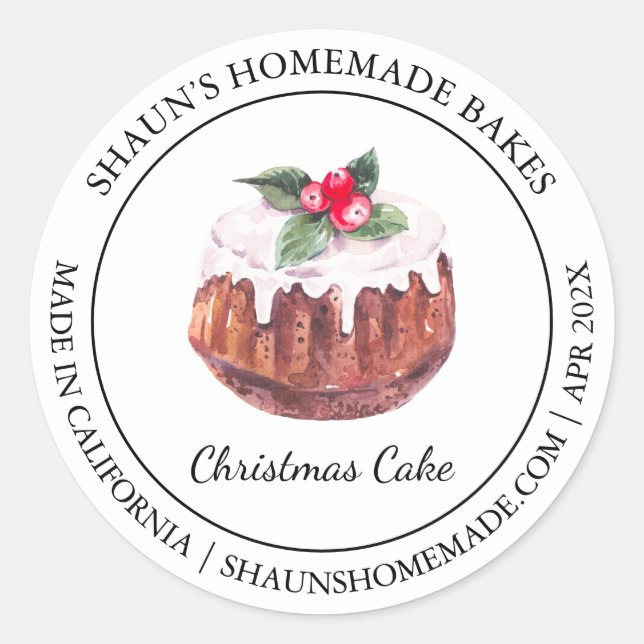 Christmas Cake Baking Modern label (Front)