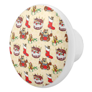 christmas cake ceramic knob