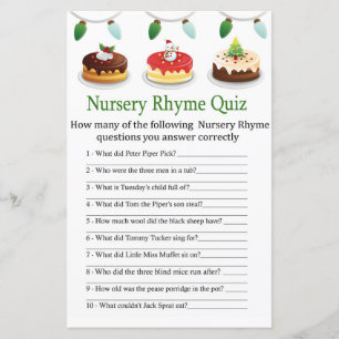 christmas cake Nursery Rhyme Quiz baby shower game
