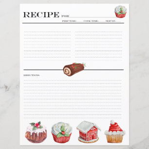 Christmas Cake Recipe Book Binder Cards