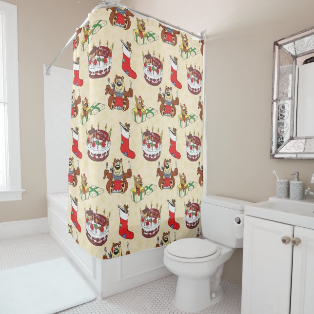 christmas cake shower curtain (In Situ)