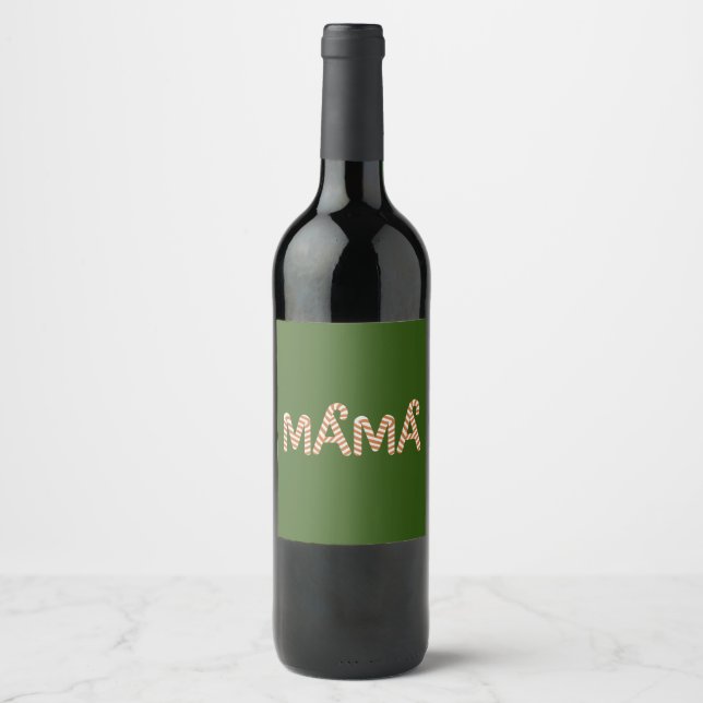 Christmas Cake Tree Mama Mum Sweater Funny Family Wine Label (Front)