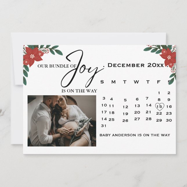 Christmas Calendar Pregnancy announcemen Announcement (Front)