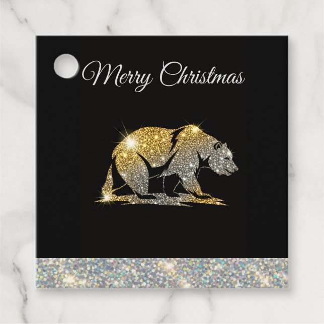 Christmas California Bear Favour Tags (Front)