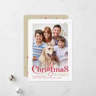 CHRISTMAS calligraphy stylish festive modern photo Holiday Card