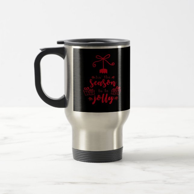 Christmas Calligraphy - Tis The Season Travel Mug (Left)