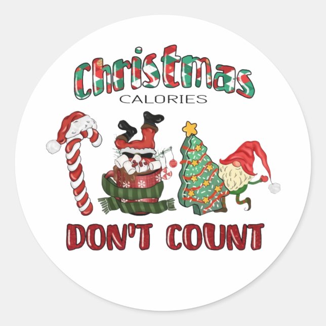 Christmas Calories Don't Count Classic Round Sticker (Front)