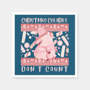 Christmas Calories Don't Count Funny Cute Pig Napkin