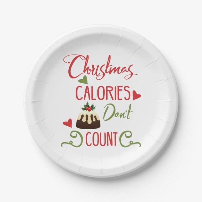 christmas calories dont count funny holiday quote paper plate (Front)