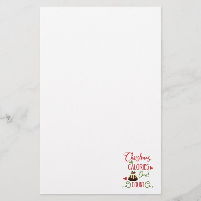 christmas calories dont count funny holiday quote stationery (Front)