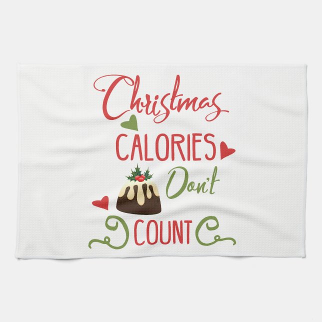 christmas calories dont count funny holiday quote tea towel (Horizontal)