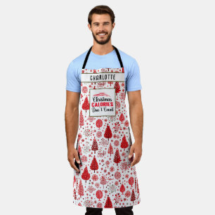 Christmas Calories Don't Count Funny Kitchen Quote Apron