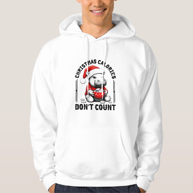 Christmas Calories Don't Count Funny Moo Deng Cook Hoodie (Front)