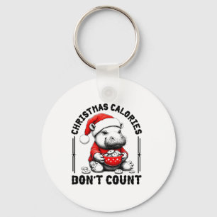 Christmas Calories Don't Count Funny Moo Deng Cook Key Ring