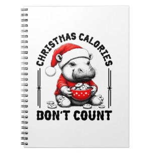 Christmas Calories Don't Count Funny Moo Deng Cook Notebook