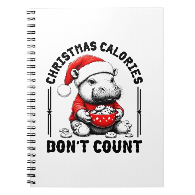 Christmas Calories Don't Count Funny Moo Deng Cook Notebook (Front)