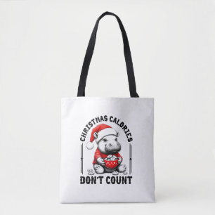 Christmas Calories Don't Count Funny Moo Deng Cook Tote Bag