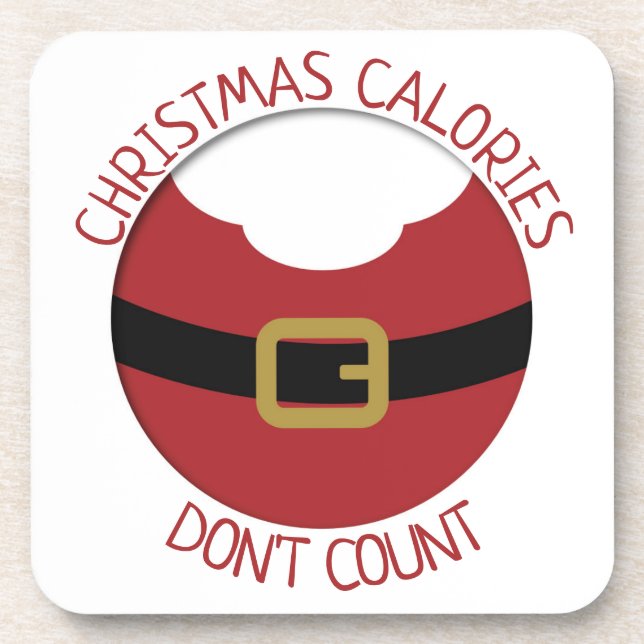 Christmas calories Santa's belly red suit Coaster (Front)