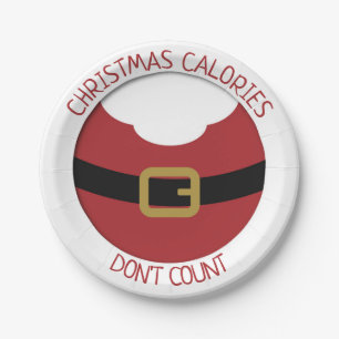 Christmas calories Santa's belly red suit Paper Plate