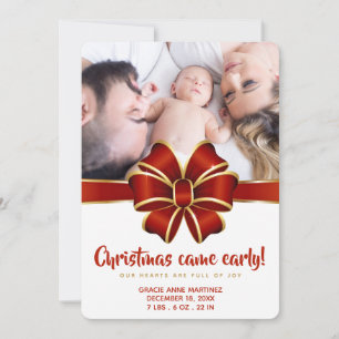 Christmas Came Early Photo Birth Announcement