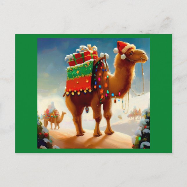 Christmas Camel 2 Holiday Postcard (Front)