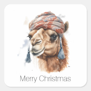 Christmas Camel, customisable Square Sticker