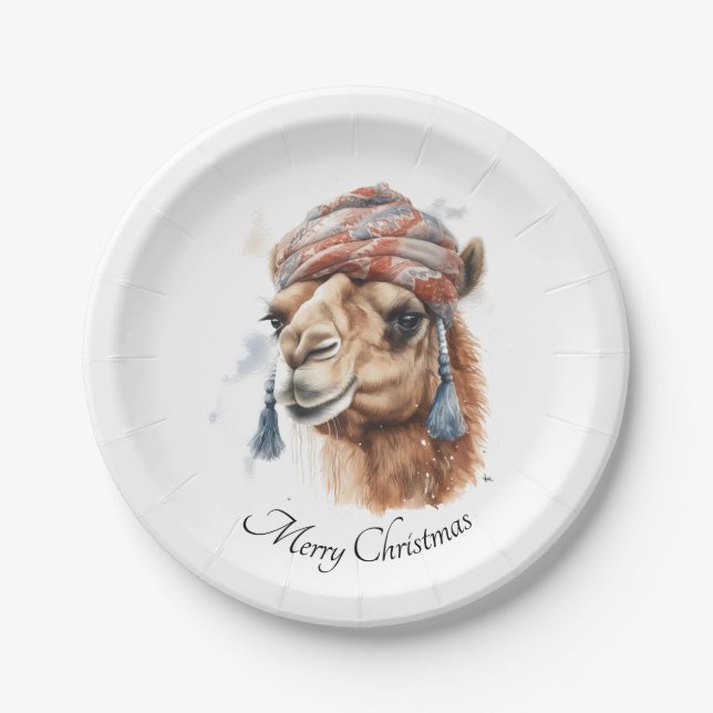 Christmas Camel  Paper Plate (Front)