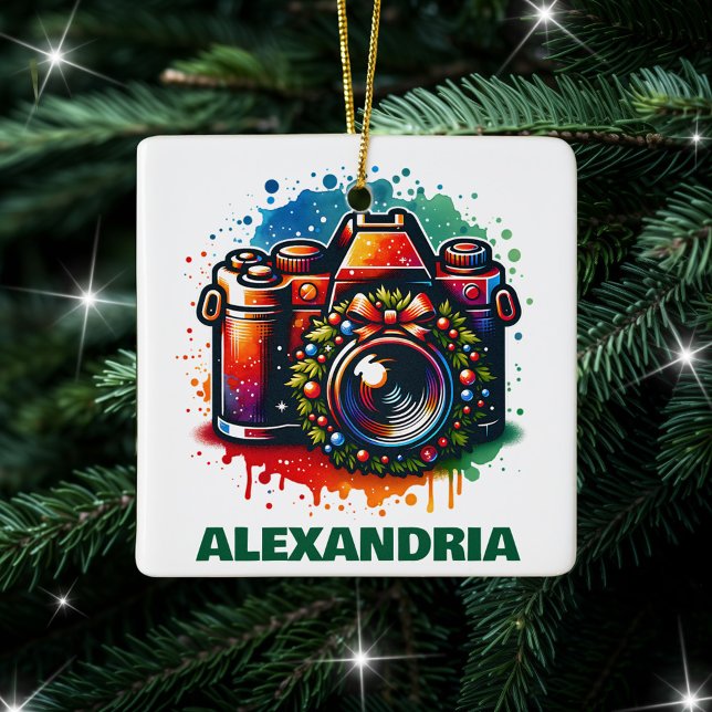 Christmas Camera Photography Enthusiast  Custom Ceramic Ornament (Creator Uploaded)